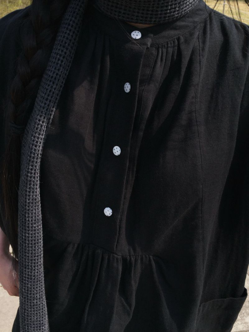 Mori Pintuck Linen Blouse Shirt (2c)