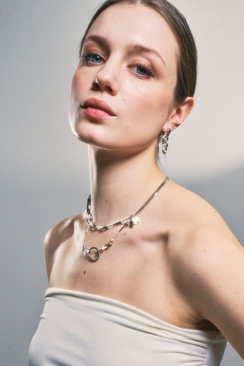 NO.315 [SILVER] GEOMETRY HOOK NECKLACE