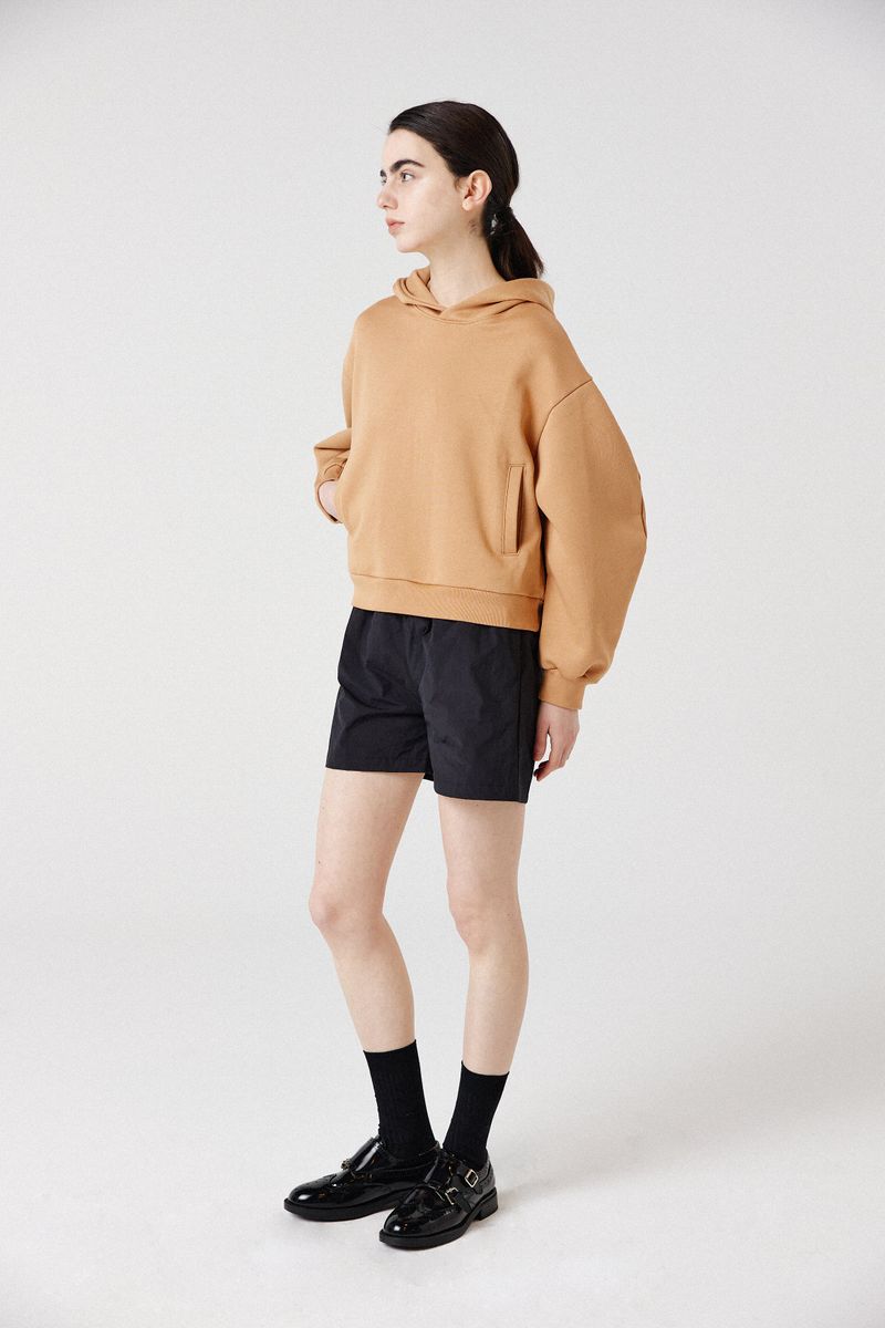 balloon crop hoodie_brown