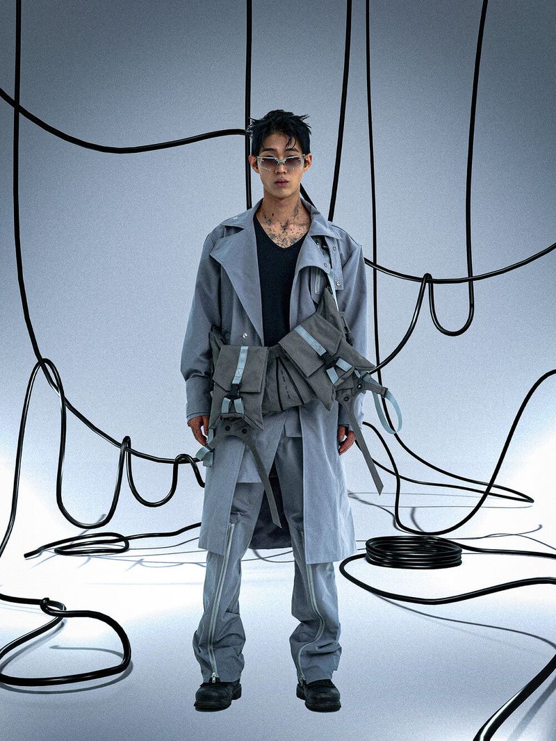 Ghost In The Shell Zip Pleat Pants (Grey)