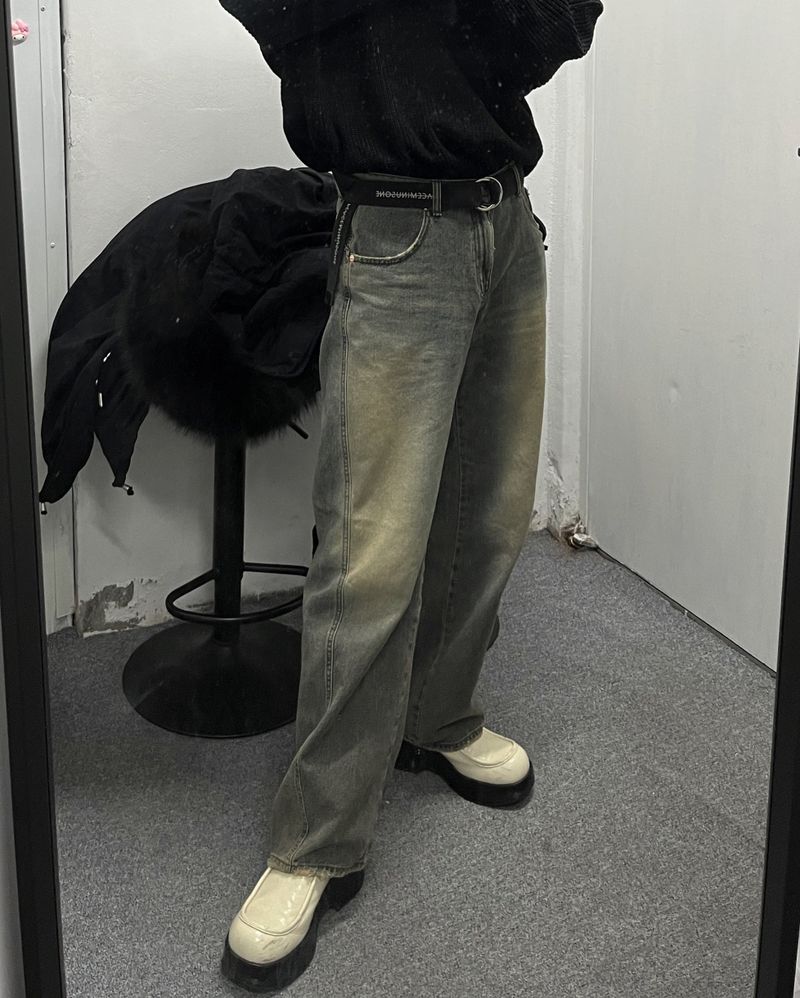 washing wide denim pants