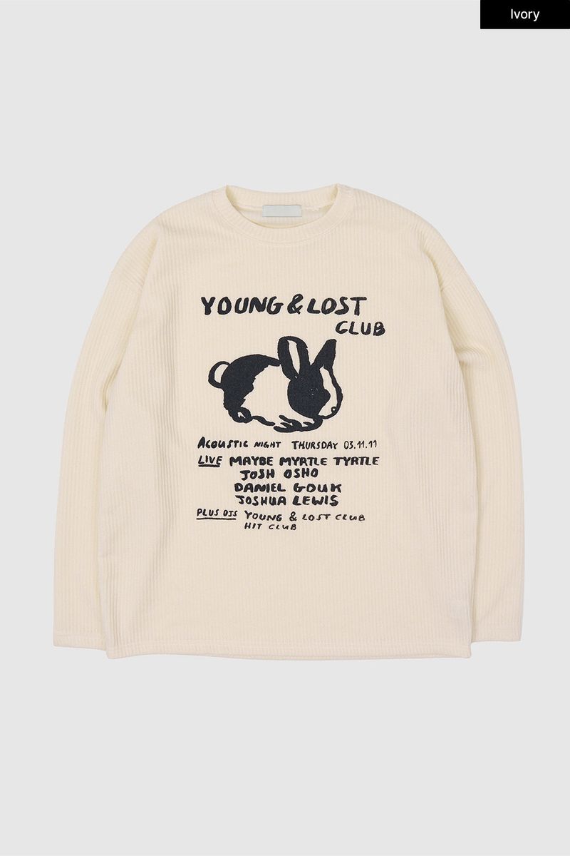 Club rabbit printed knit