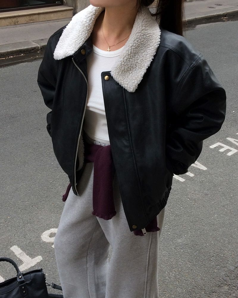 [ORIGINAL] Penta Leather Wool Shearling Jumper