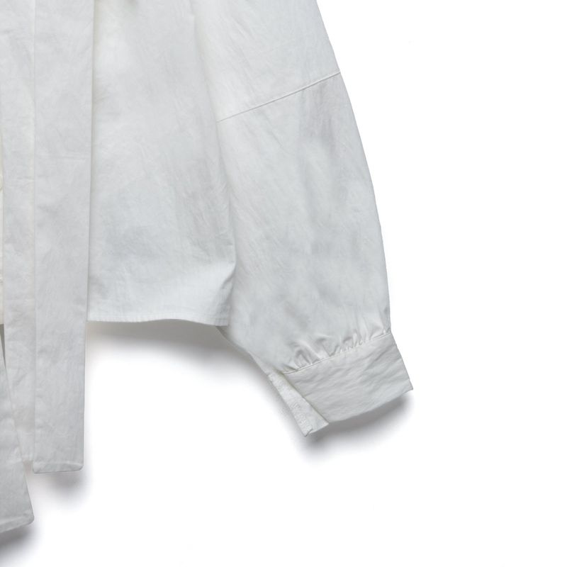 [LINE] Neck Shirring Tie Blouse