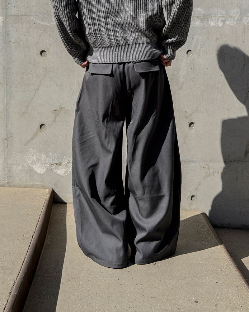 Ian Double-Pleat Wide Slacks