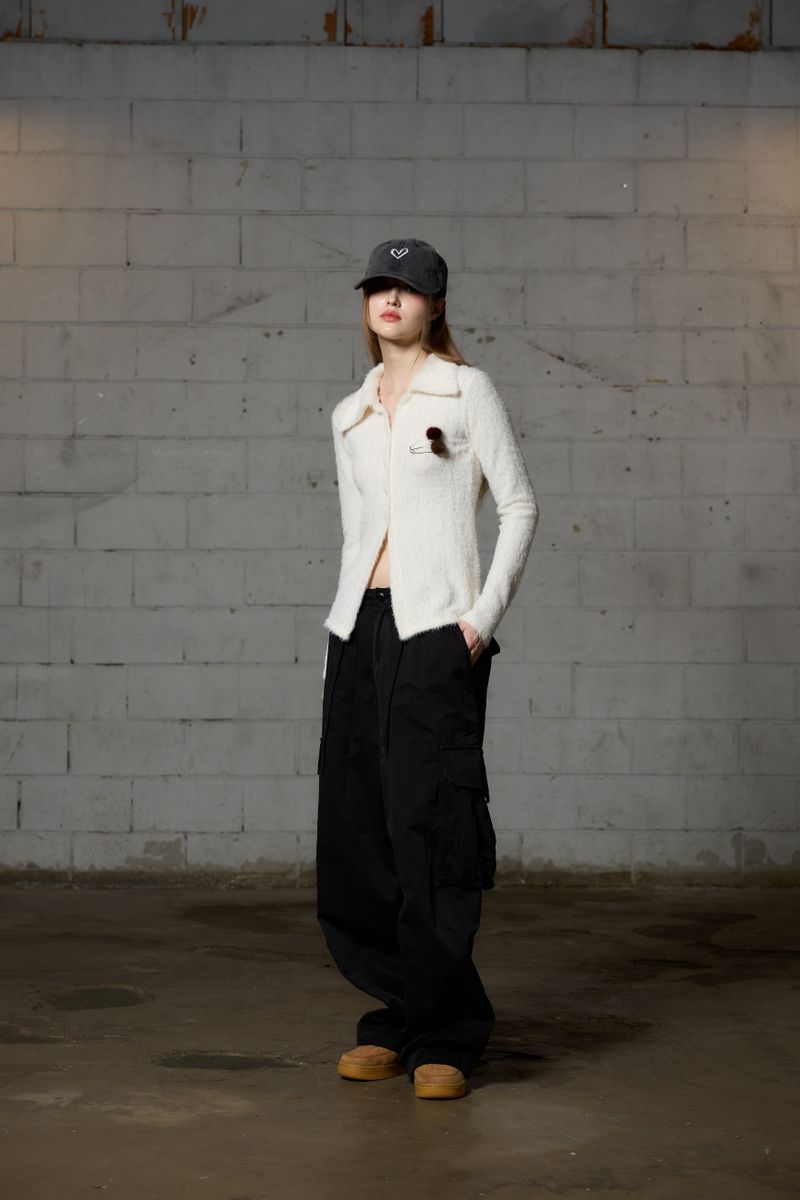 ARO WIDE CAGO PANTS / BLACK