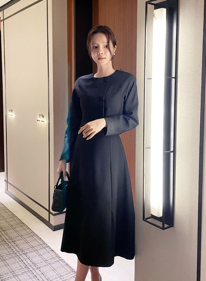 Siken Double Crop Jacket Flare Skirt Set