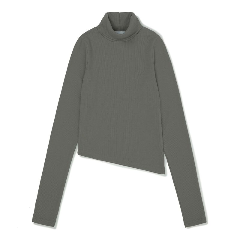 スリムフィットアンバランスタートルネック / Slim-fit Unbalance Turtleneck [COCOA]