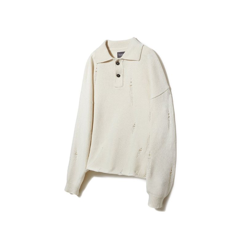 [24SS LSD COLLECTION] Damaged Polo Knit_Oatmeal