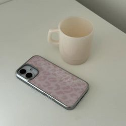 [MADE] leopard glass silver case(pink L)