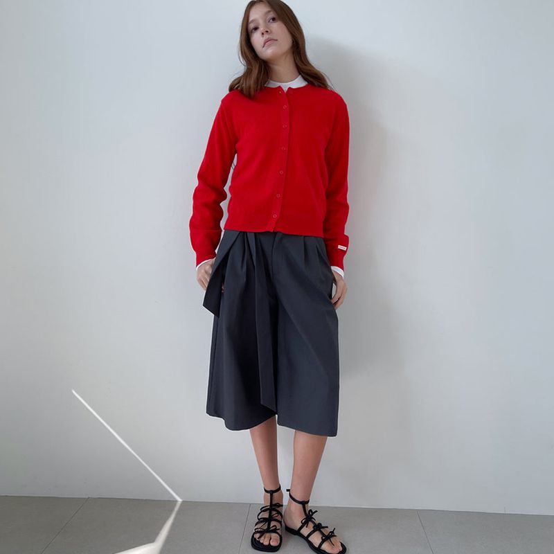 Rolling Knit Cardigan _Vivid Red