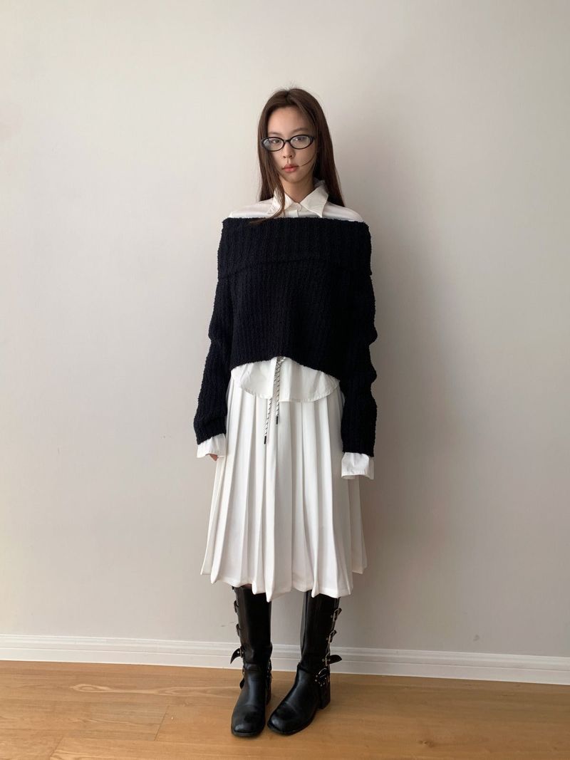 Academy Midi Pleats Banded Waist Skirt