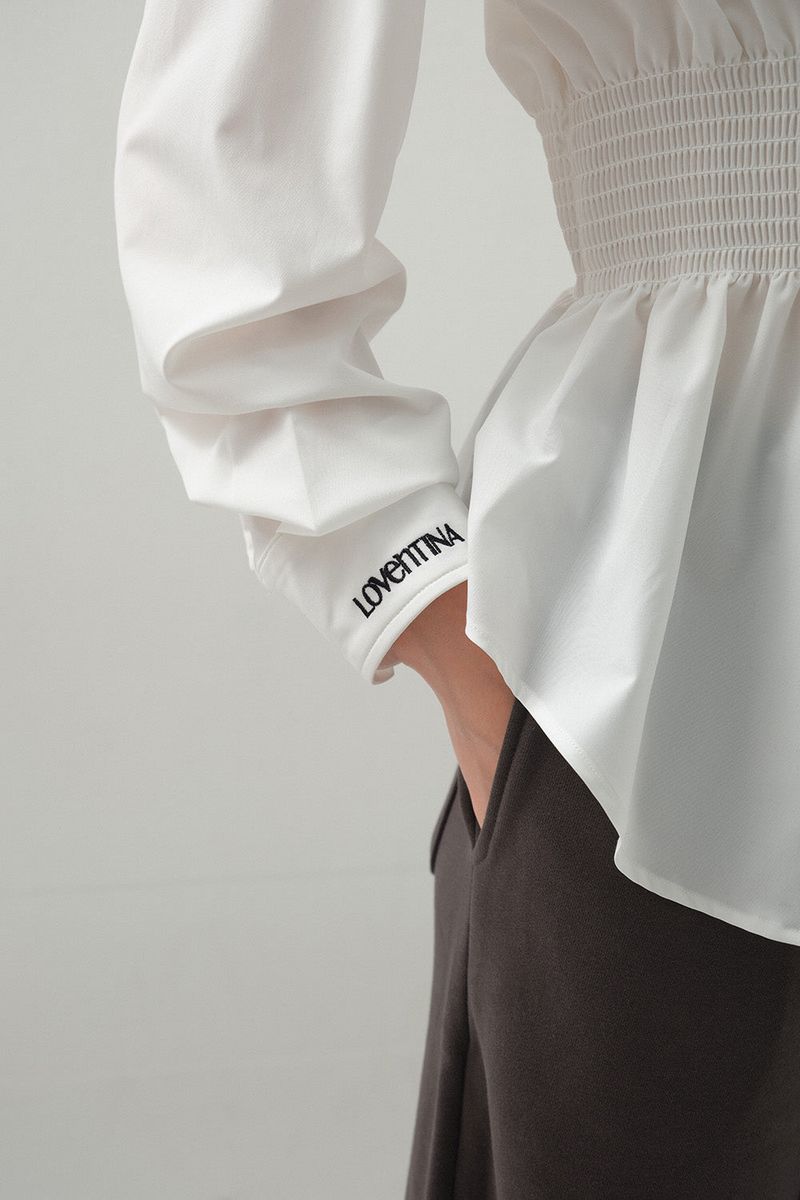 Curve Waist Stretch Shirt_White