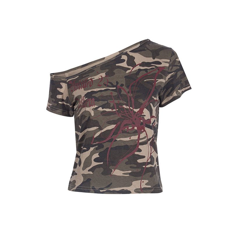 ANOTHERA（アナザーエー）の「ONE-SHOULDER CAMO T-SHIRT_Beige（Tops）」