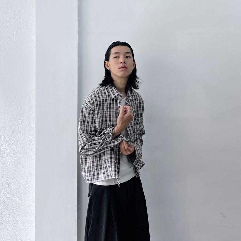 ボクシー チェック クロップド シャツ