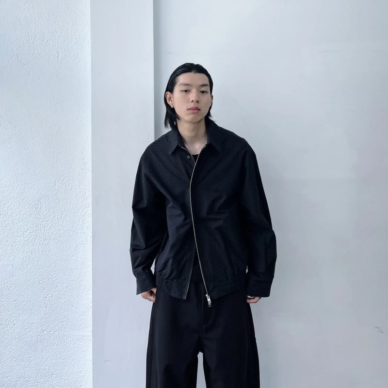 チェックド ジップ シャツ ジャケット
