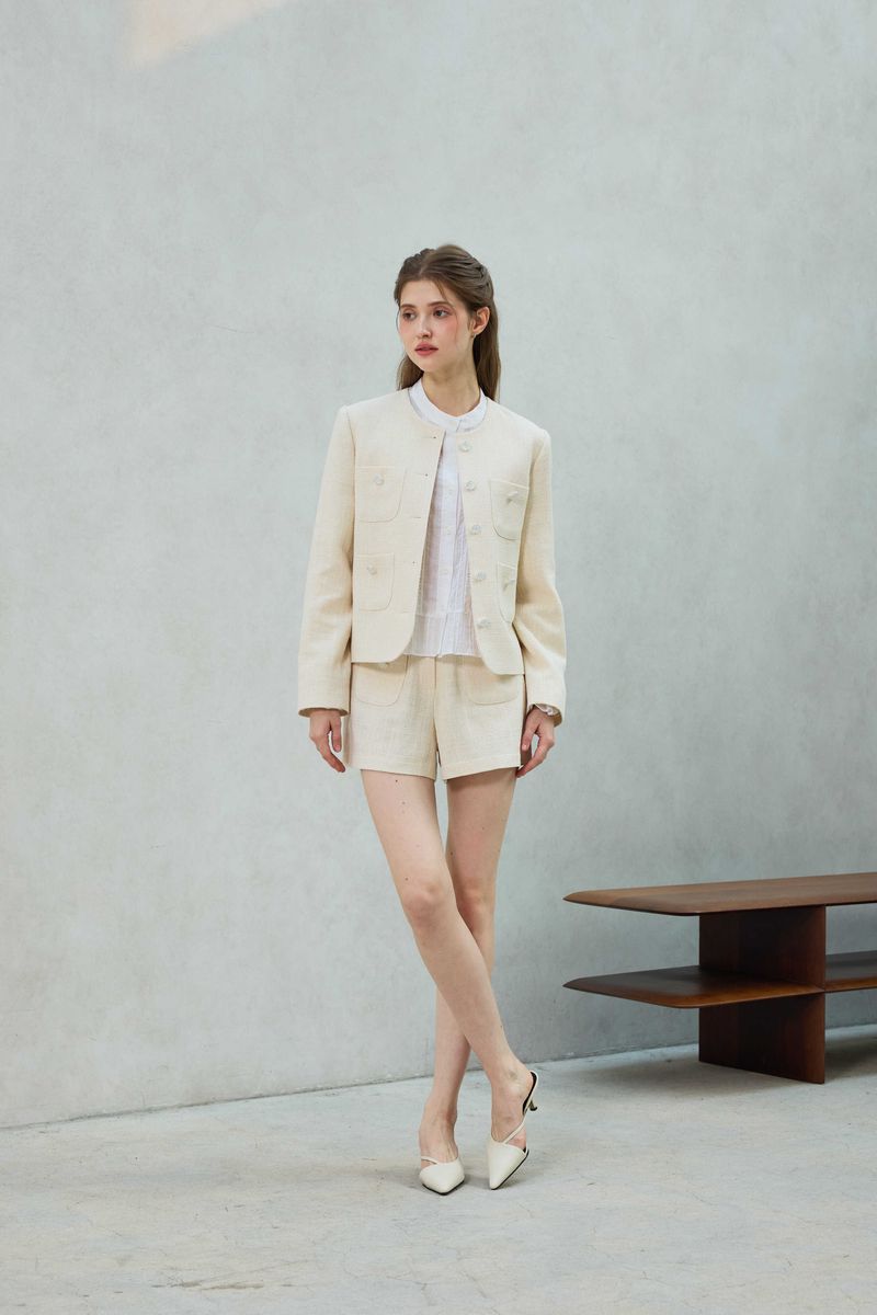 CHERISH TWEED SHORTS PANTS / WHITE