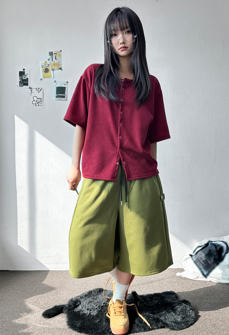 Pinter Snap Color Block Balloon Bermuda Shorts 7color