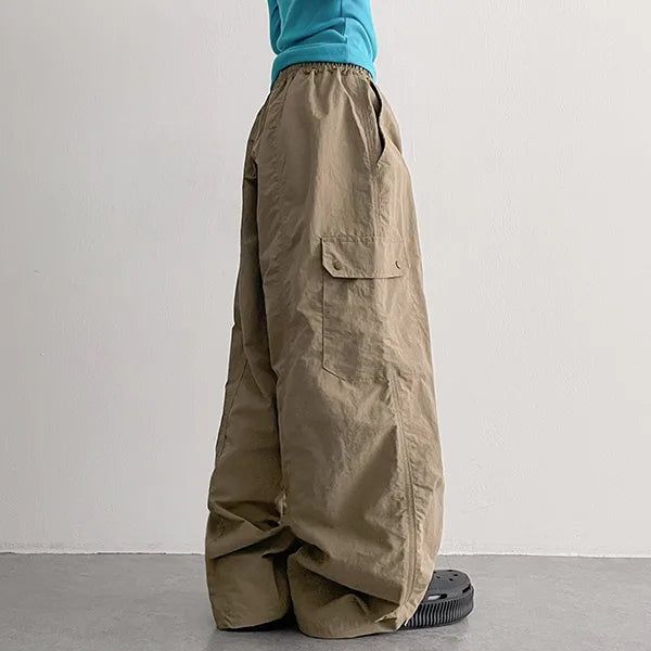 Say Cut Line Snap Cargo Wide Pants (4 colors)