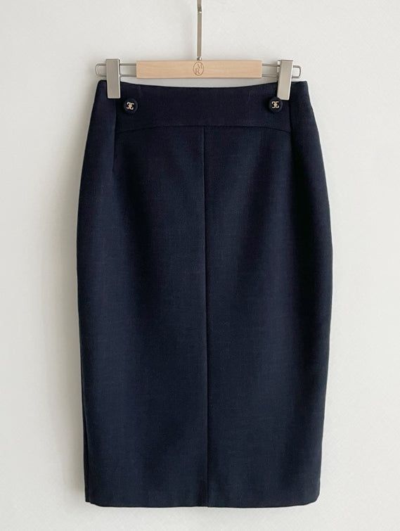 Eze Wool Brushed Slit H-Line Skirt