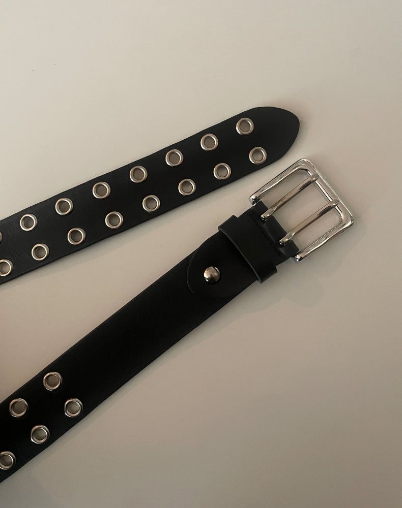 double eyelet leather belt