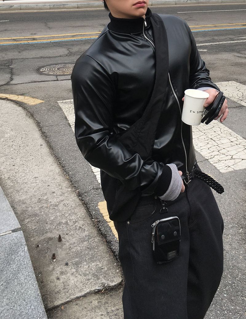 No.1614 leather jersey ZIP-UP