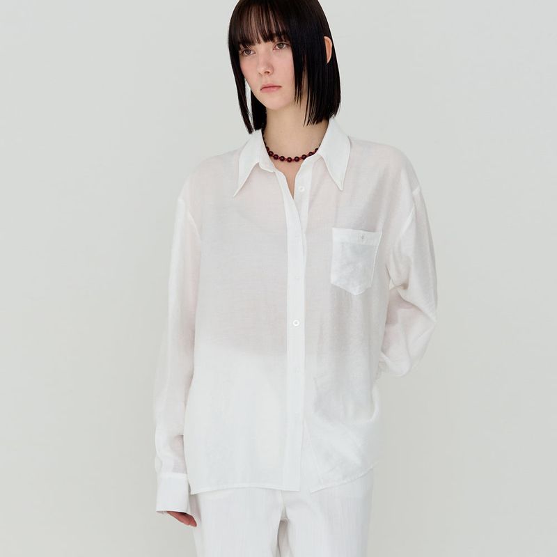 STRIPE OVER-FIT BUTTON SHIRT (WHITE)