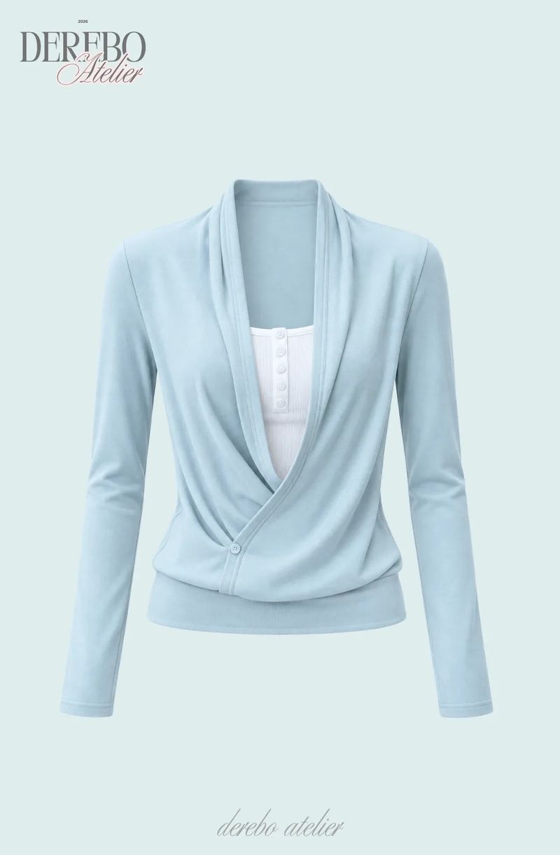Sky crossover layered long-sleeve tee