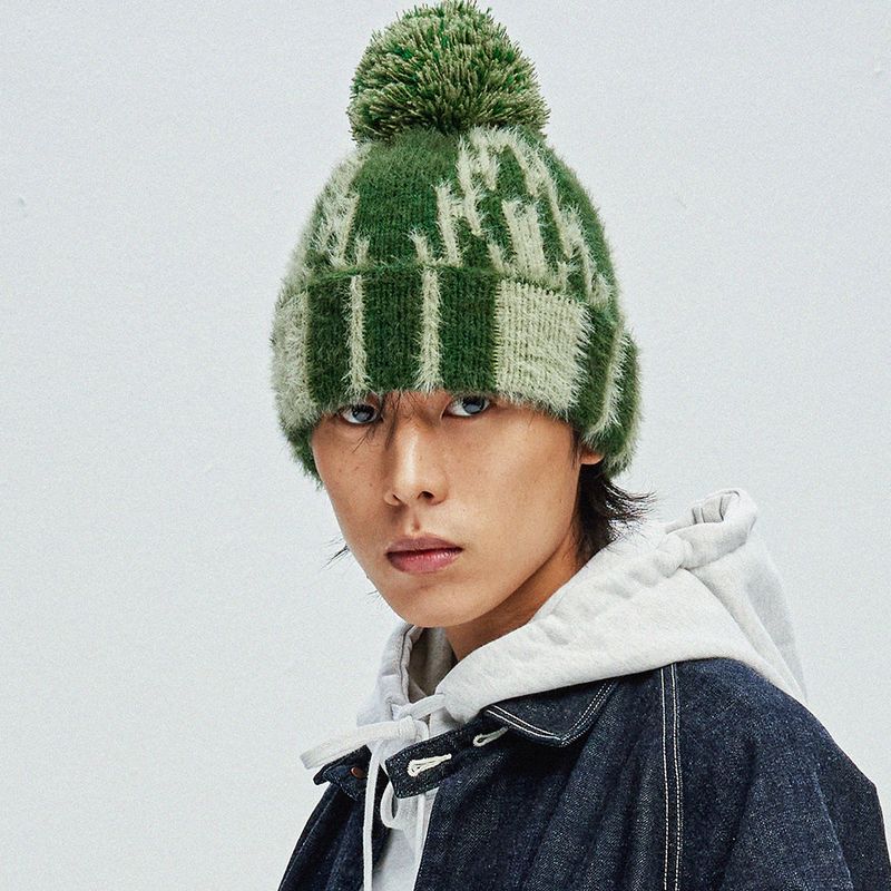 navajo pattern beanie green