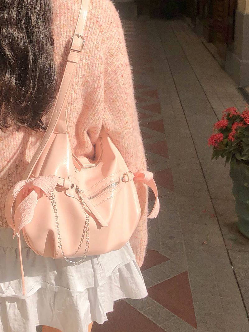 Belted ribbon bag_mute pink