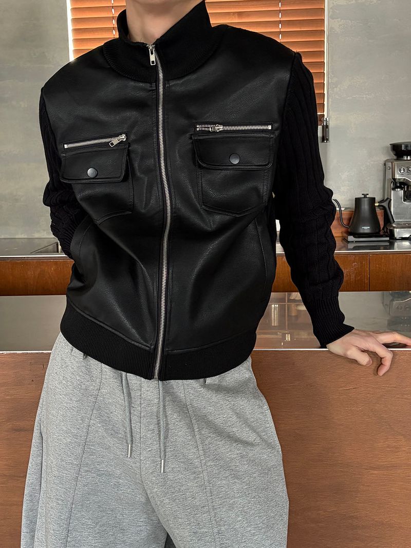 LAURANT（ロラン）の「[NEW SEASON] Highneck knit leather jacket（Jackets/Outerwear）」