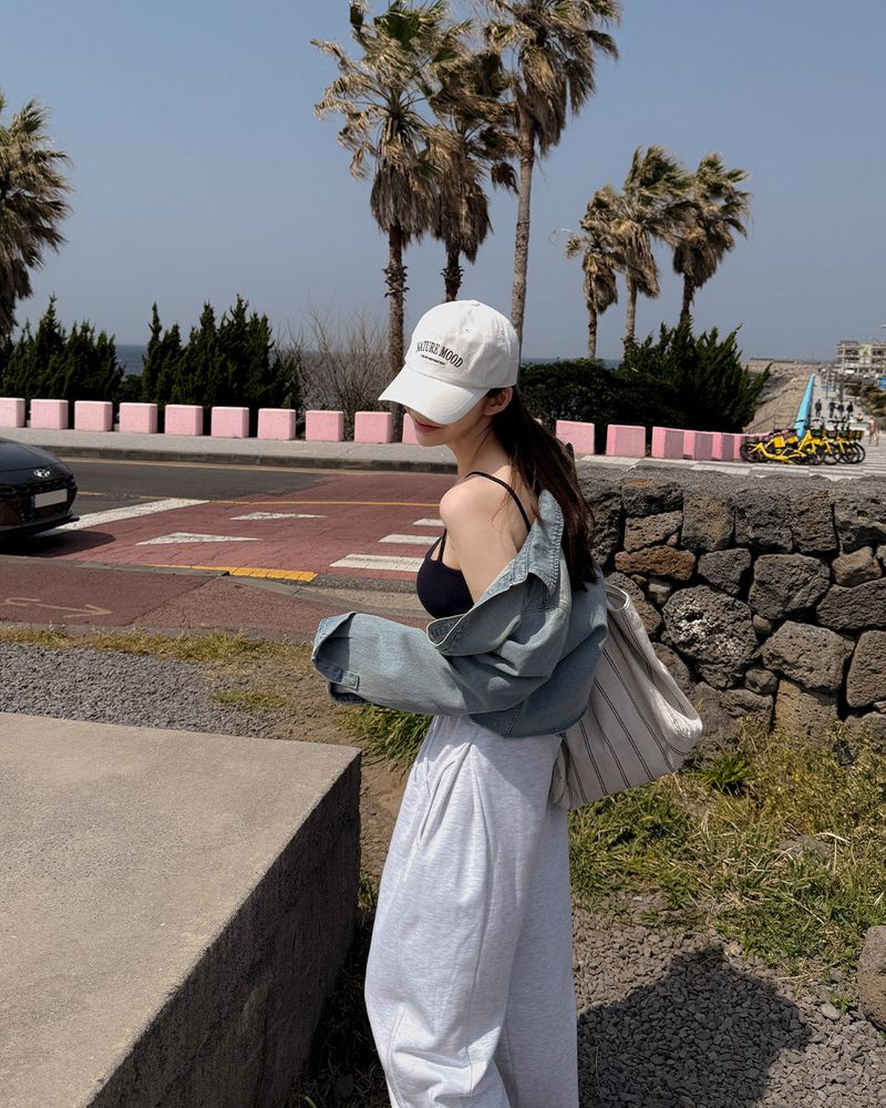 Polka cropped denim jacket
