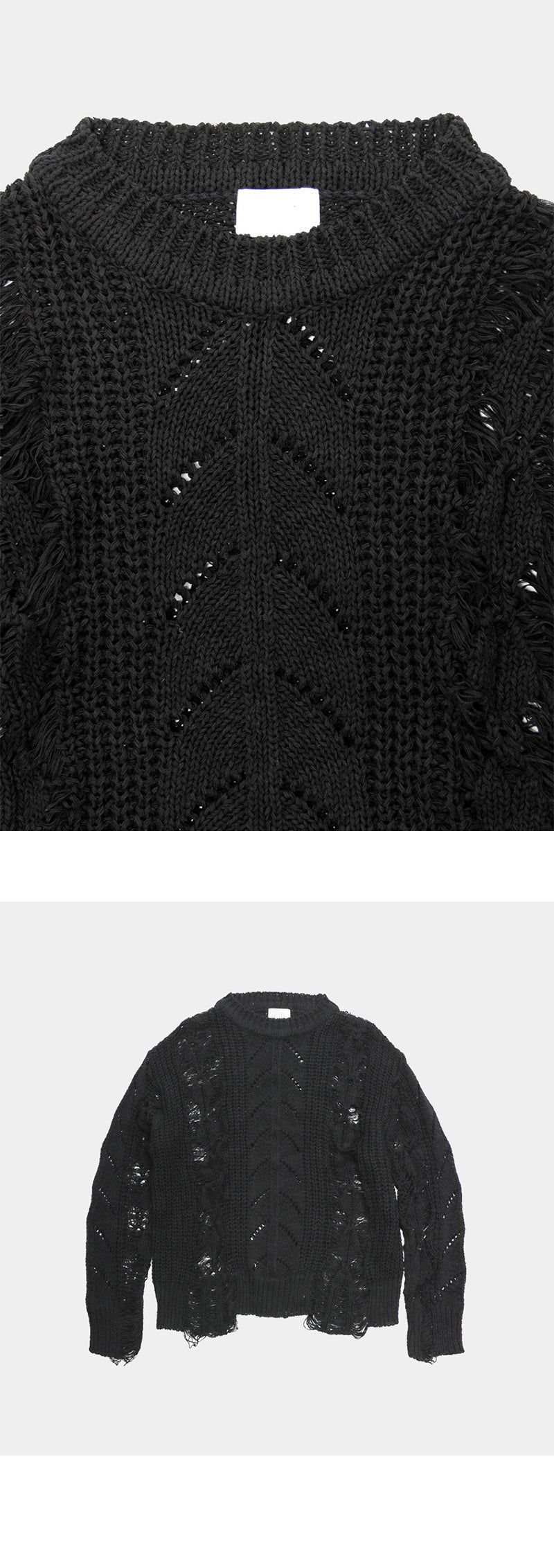 [PREMIUM] Grunge damage round neck knit (3color)