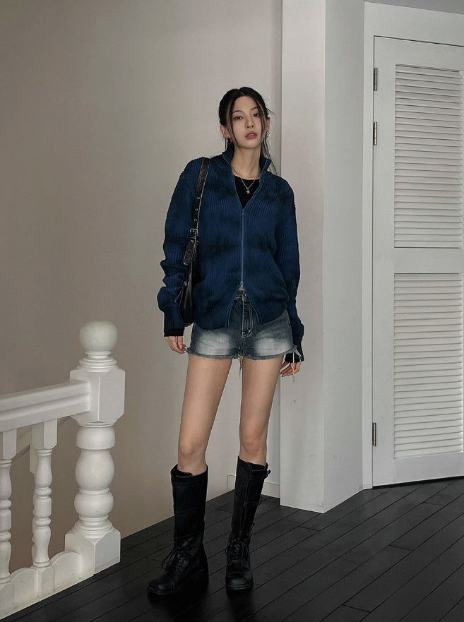 Cosy Spray Two-Way Knit Zip-Up