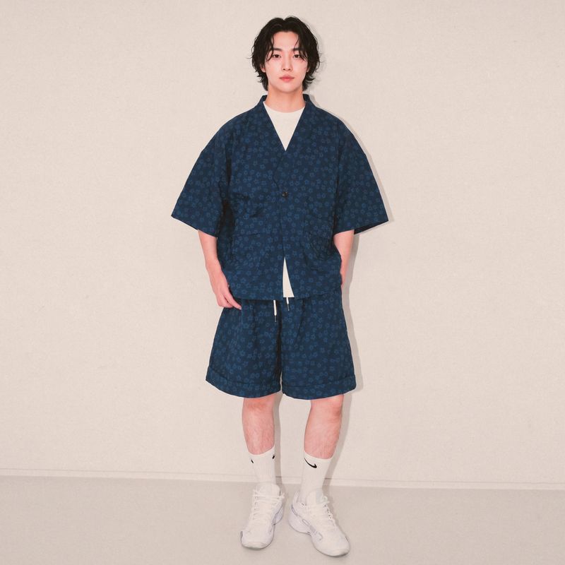 flower robe cardigan_blue