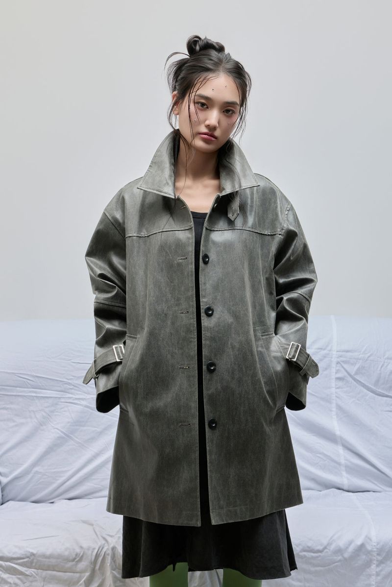 Vintage Leather Half Coat
