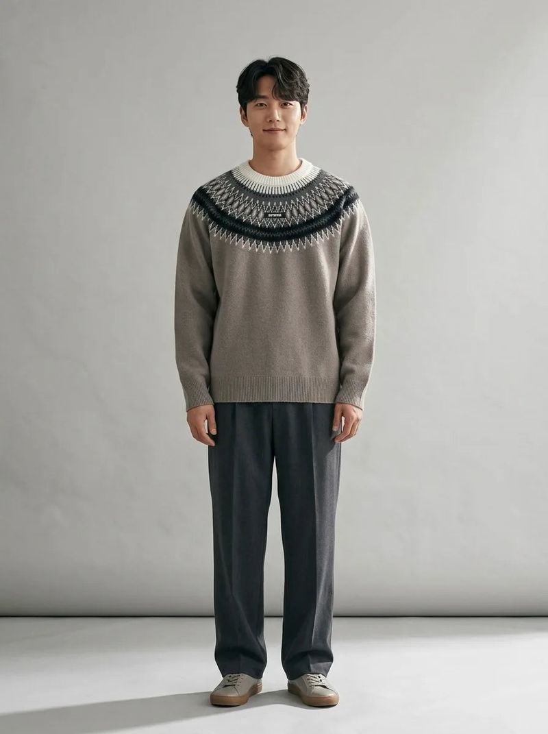 Grey Nordic Pattern Knit