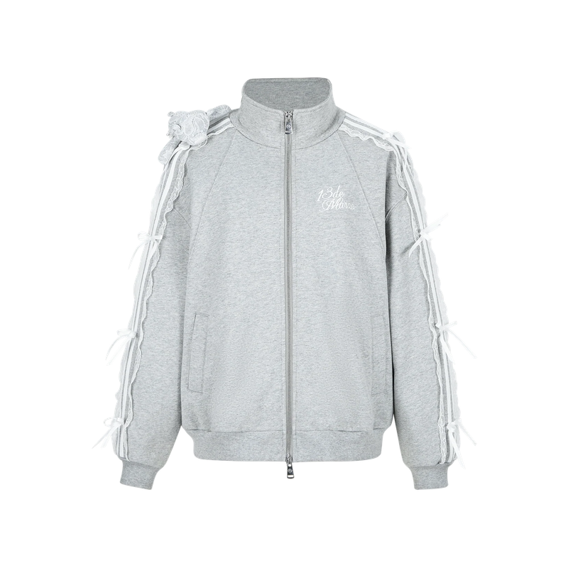 13DE MARZO Bear Lacy Knot Zip Sweatshirt