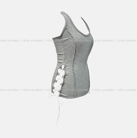 Mute cut side eyelet halter sleeveless