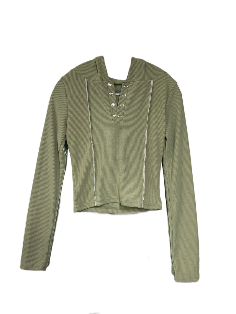 Button Slit Slim Hoodie