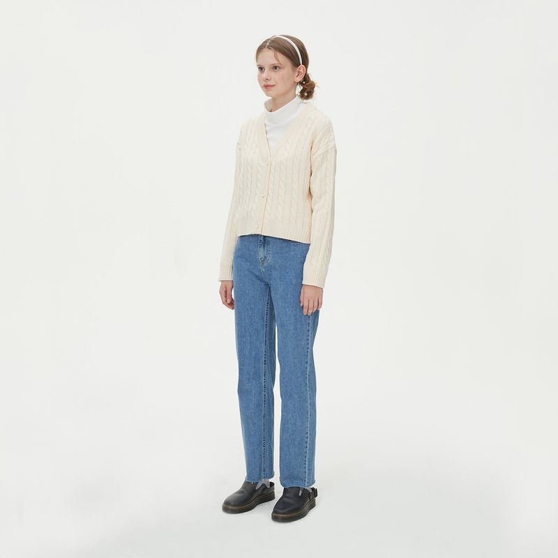 CROP CABLE KNIT CARDIGAN_IVORY