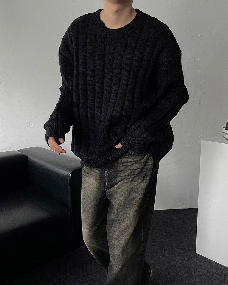 MG Wool Blend Damage Knitwear (4 colors)