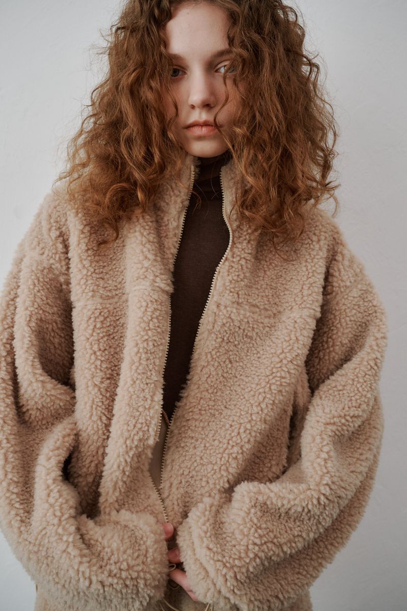 Boucle zip-up (Beige)