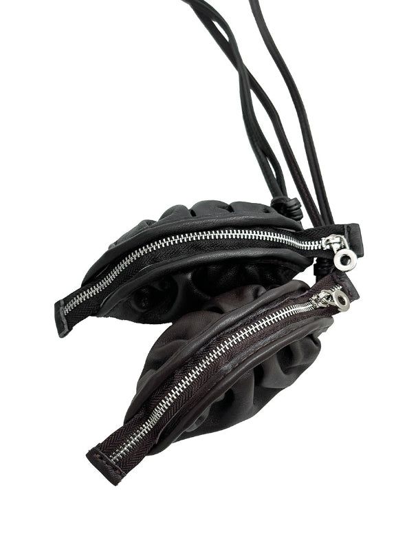 Dumpling Leather Pouch Necklace