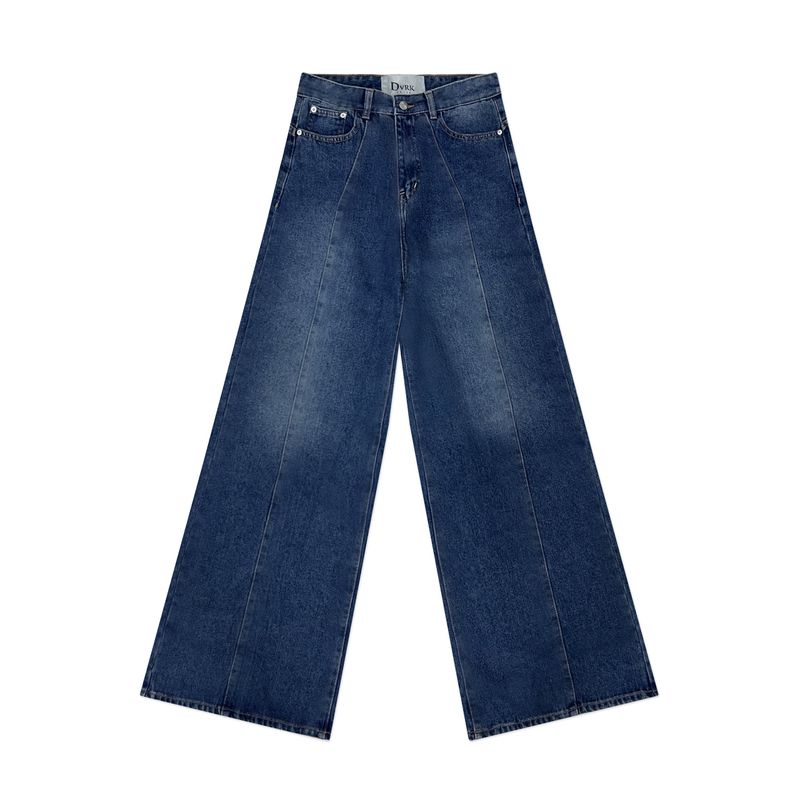 PRIVÉ LINED WIDE-LEG DENIM JEANS - CREAM