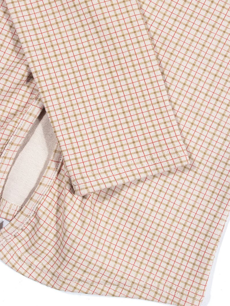 CHECK LACE SLIM SHIRT_Beige