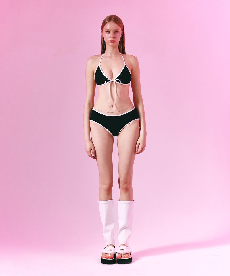 Ribbon Triangle Bikini Bra (Black)