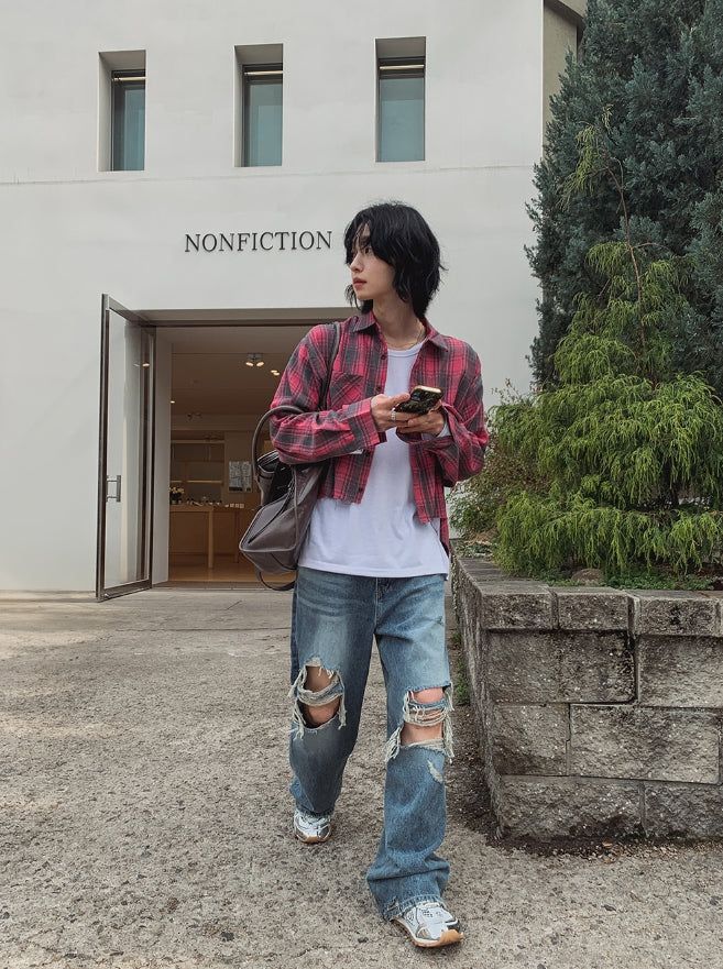 Bohemian Damage Wide Denim Pants