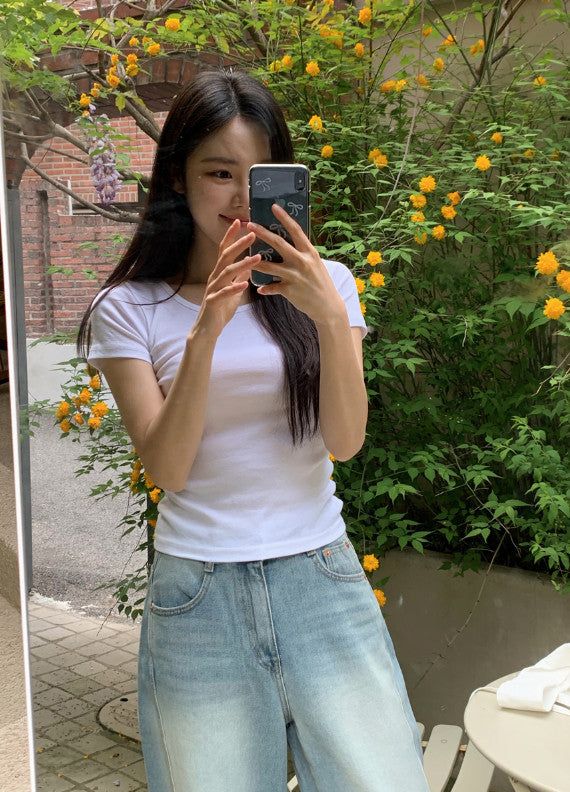 Light Blue Washing Wide Denim Pants