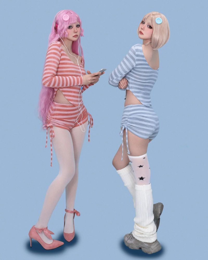 lilly striped crop knit top (3color)